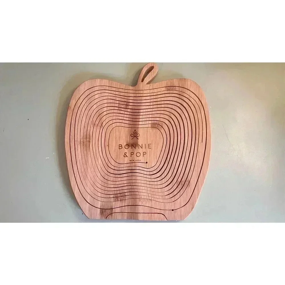 Bonnie & Pop Basket Wood Fold Out Fruit Apple Basket Holder‎ Decoration
